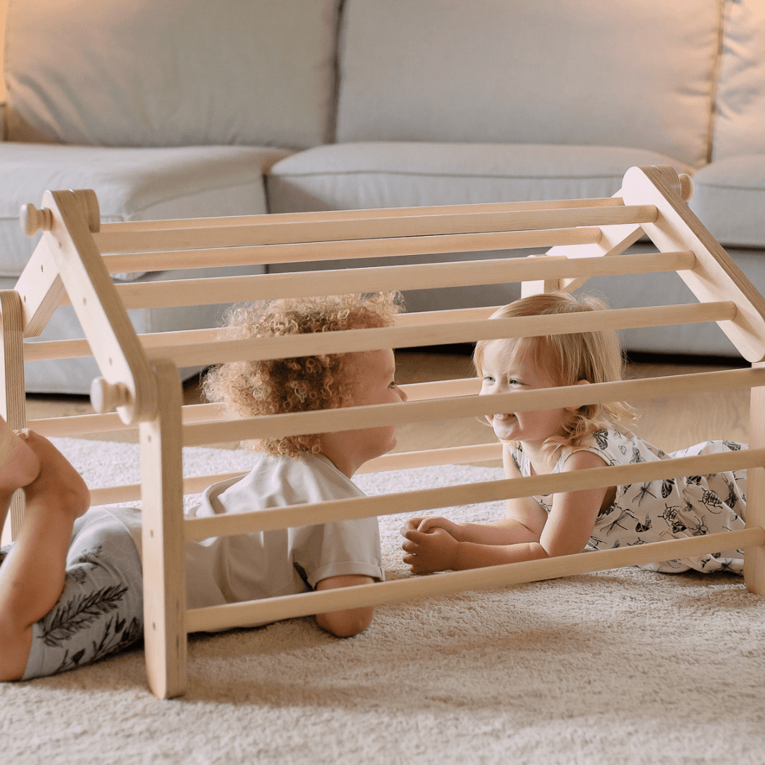 Montessori Flexibel Klätterställning i Trä med Rutschkana - 4 Delar