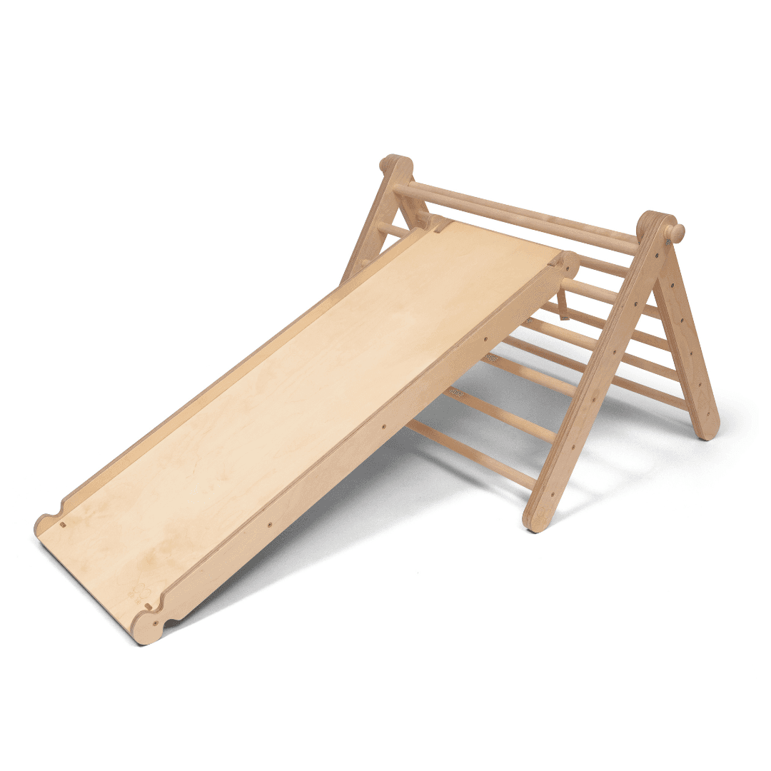Montessori Triangulär Klätterställning i Trä - 2 Delar & Rutschkana