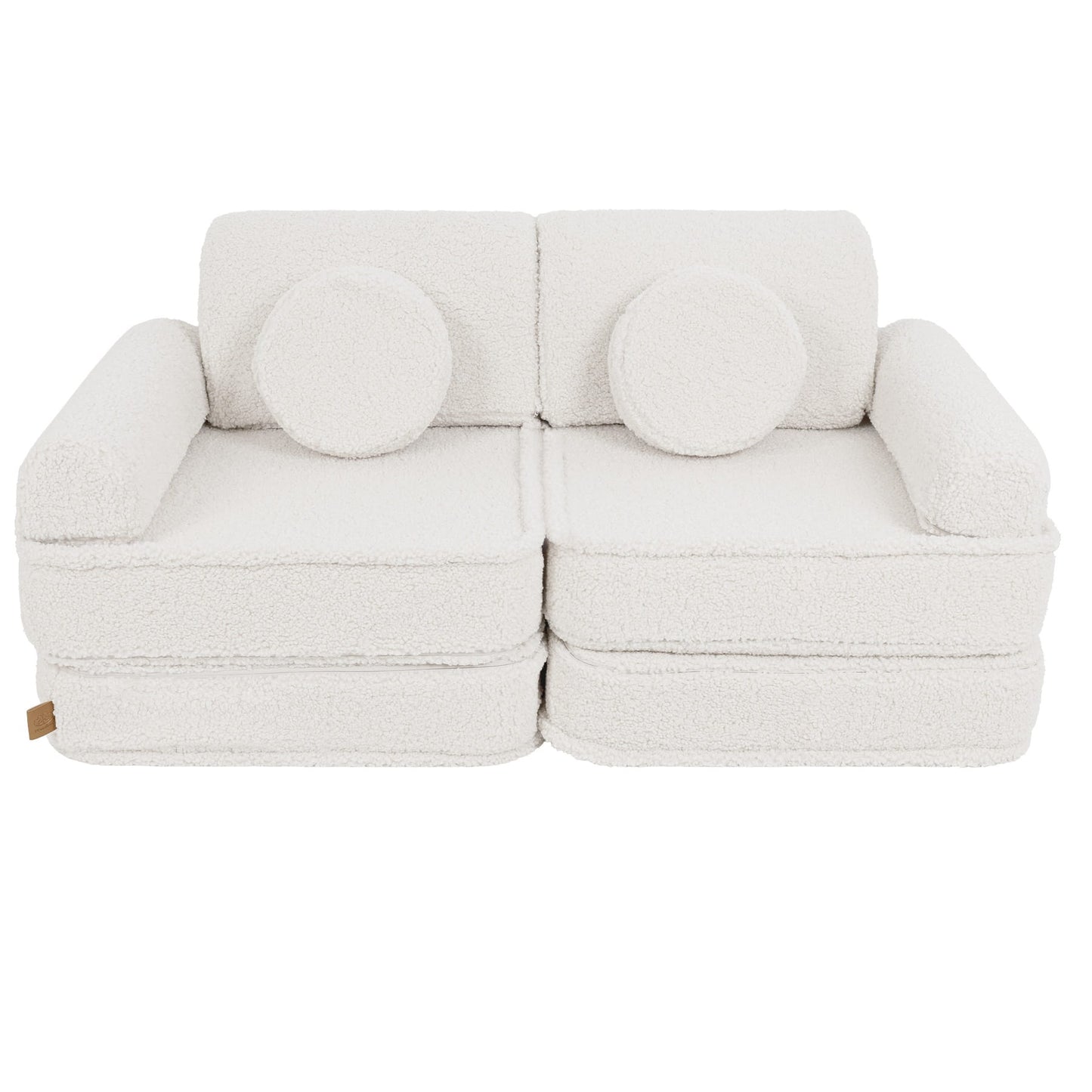 Fluffig Teddy Block Barnsoffa Med Kuddar - Off-White