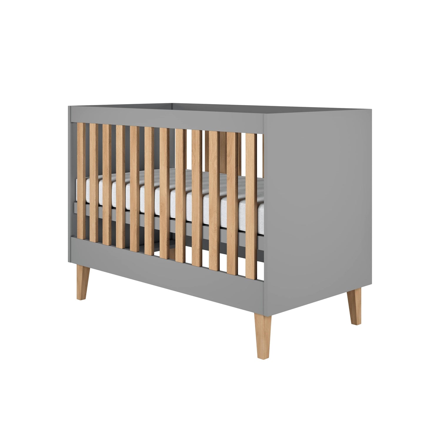 Kubi Grå Spjälsäng i Trä - Skandinavisk Design