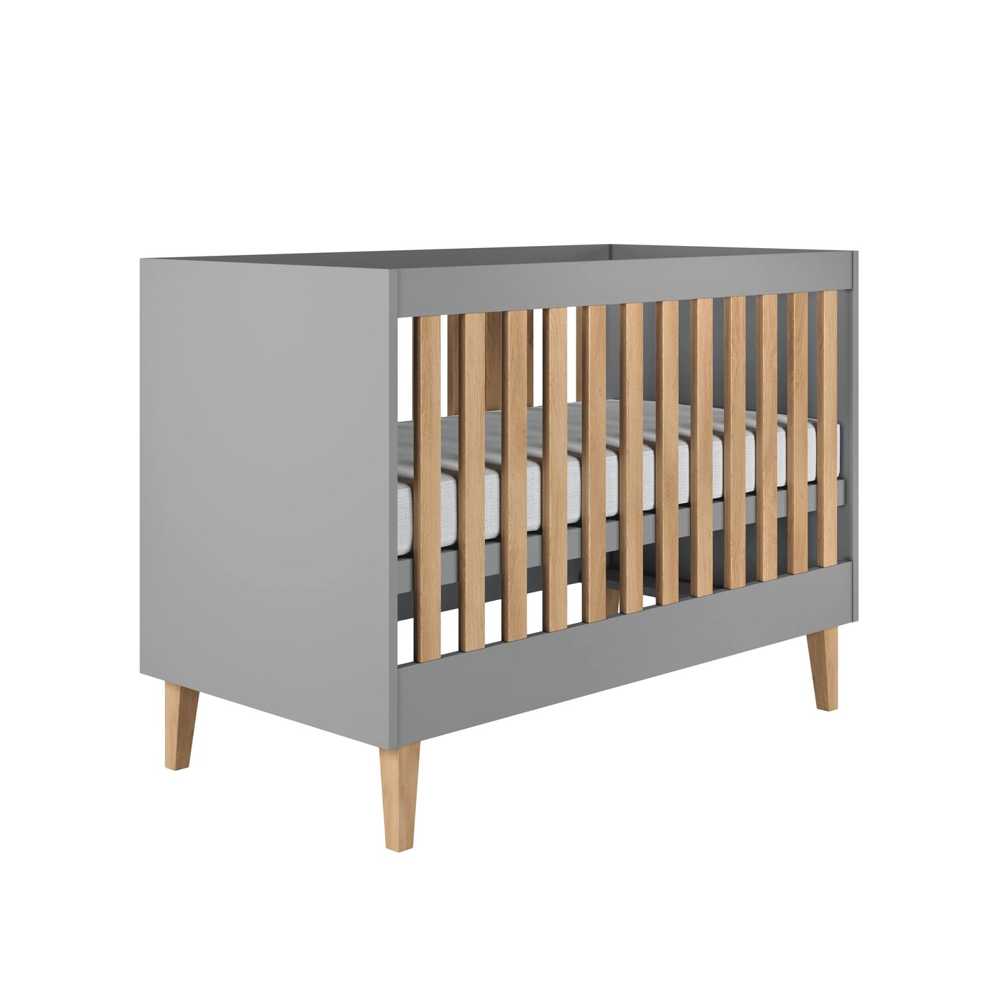 Kubi Grå Spjälsäng i Trä - Skandinavisk Design