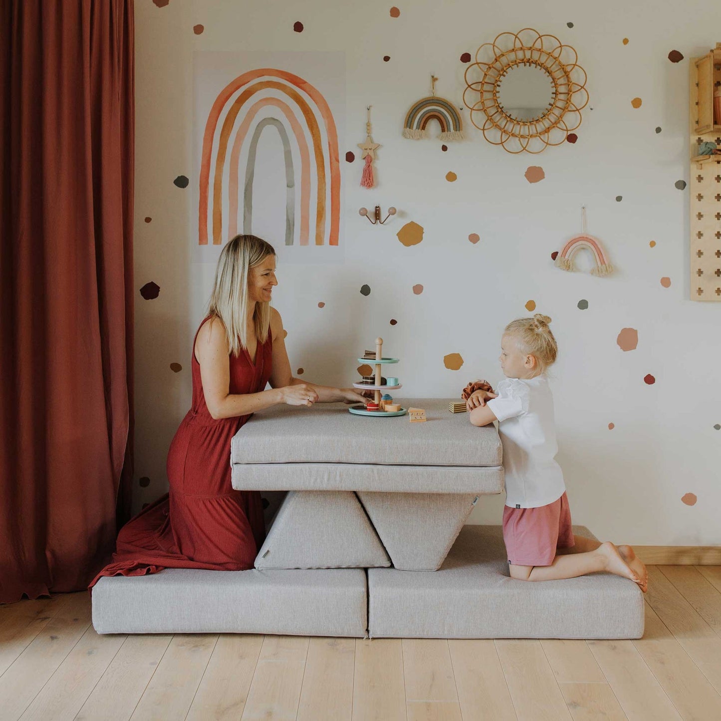 Montessori Beige Block Barnsoffa / Leksoffa - Från 1 - 16 år