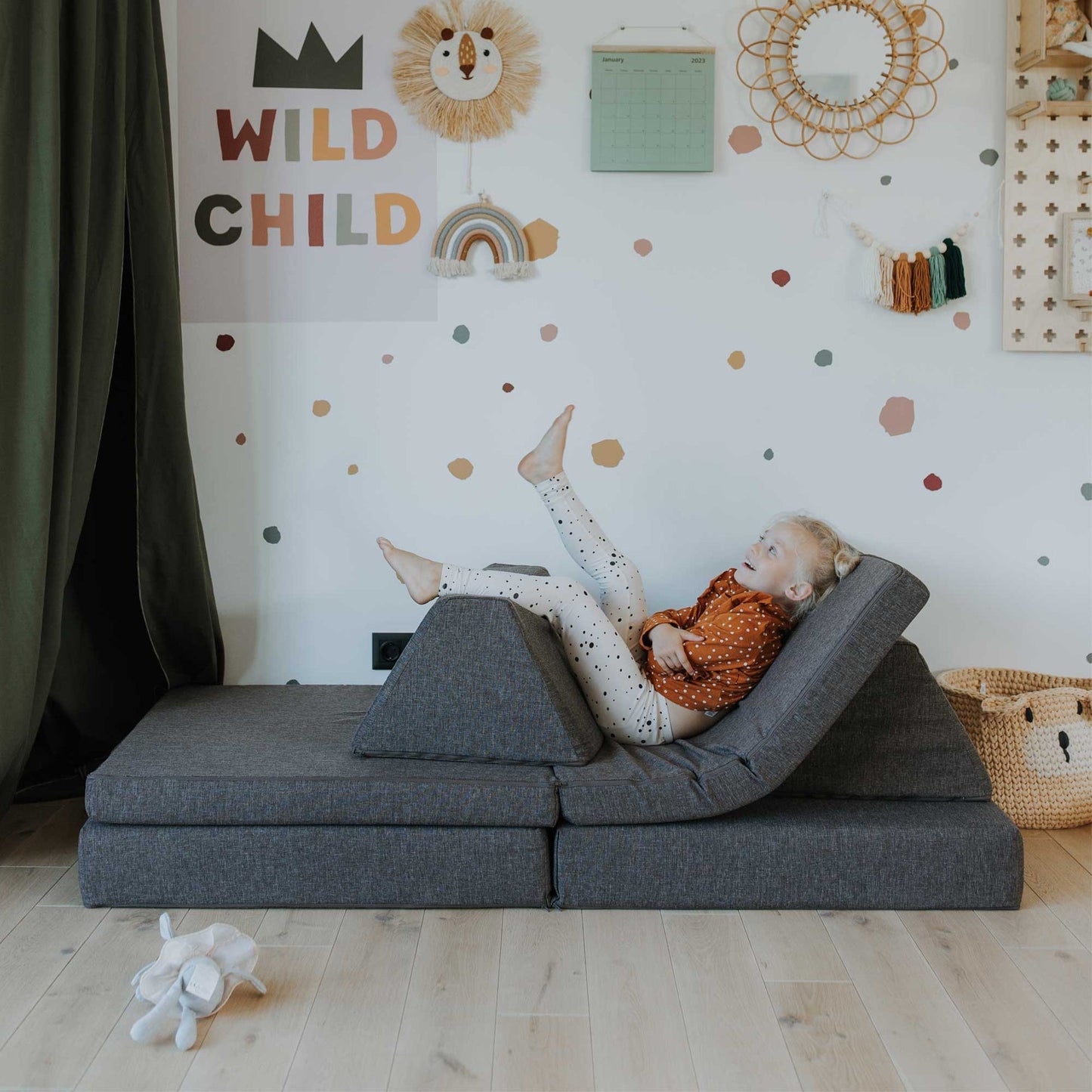 Montessori Brun Block Barnsoffa / Leksoffa - Från 1 - 16 år