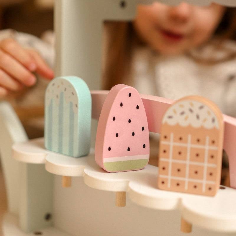 Pastellfärgad Glassvagn i Trä – 3-i-1 Lekset