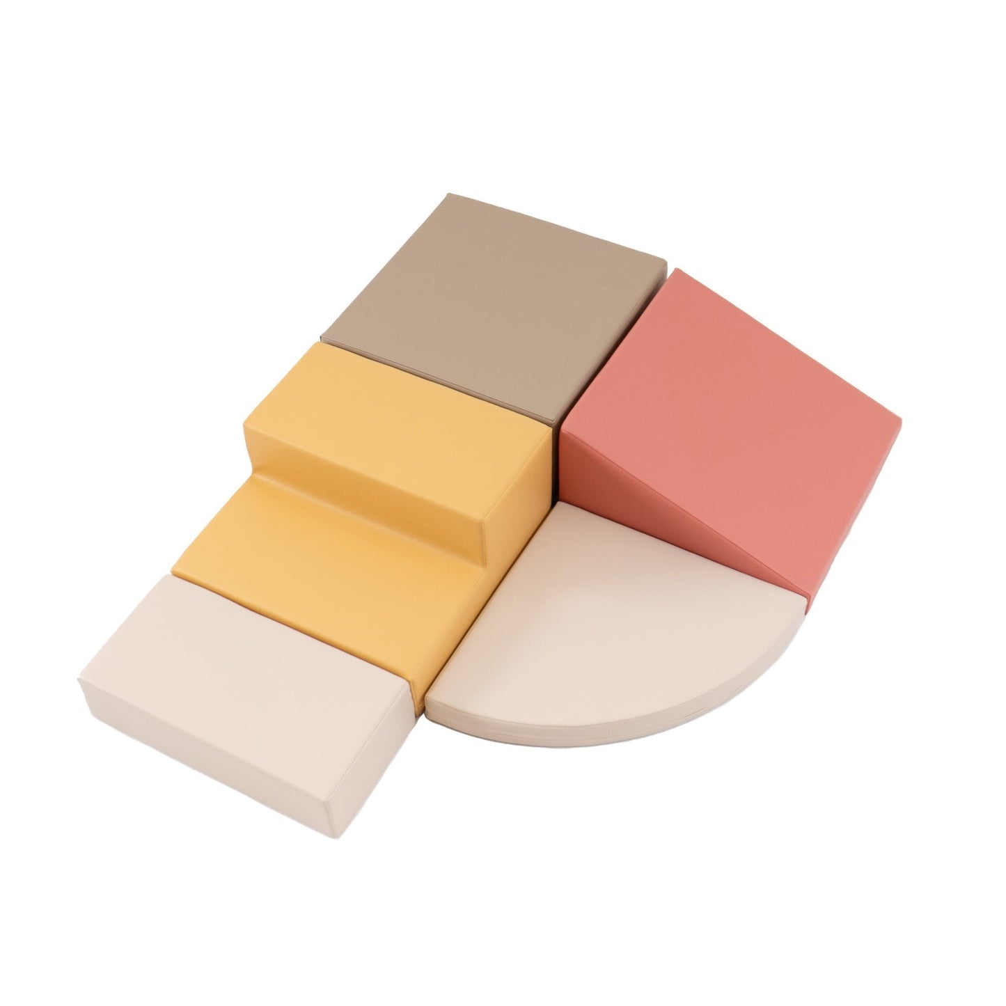 Stora Skum Byggklossar (5 olika delar) - Rosa, Gul & Beige Eko-Läder