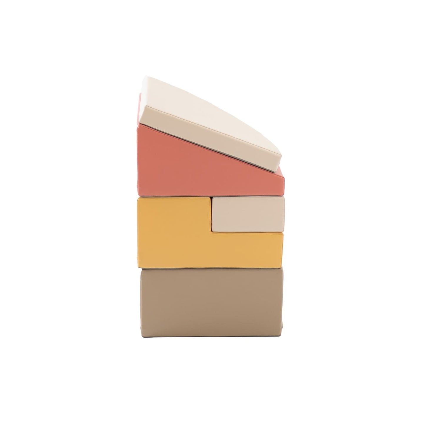 Stora Skum Byggklossar (5 olika delar) - Rosa, Gul & Beige Eko-Läder
