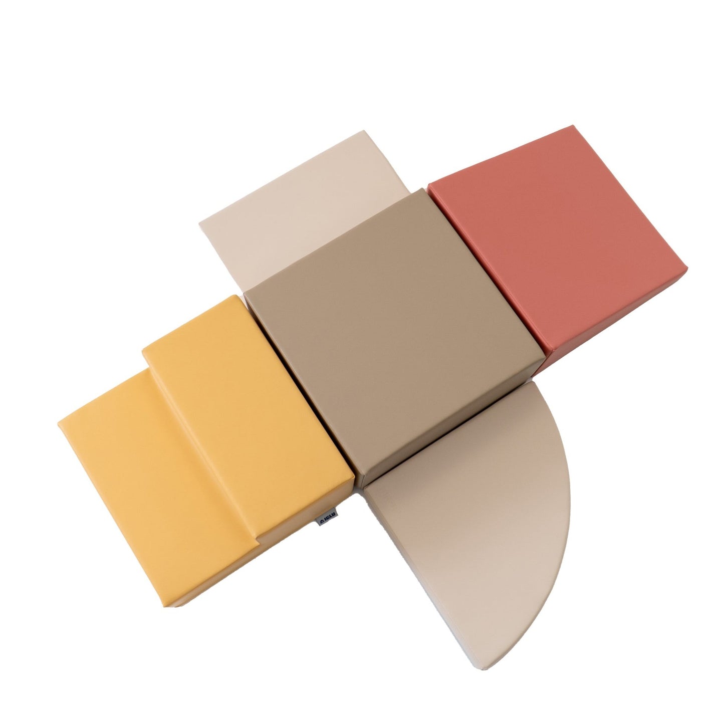 Stora Skum Byggklossar (5 olika delar) - Rosa, Gul & Beige Eko-Läder