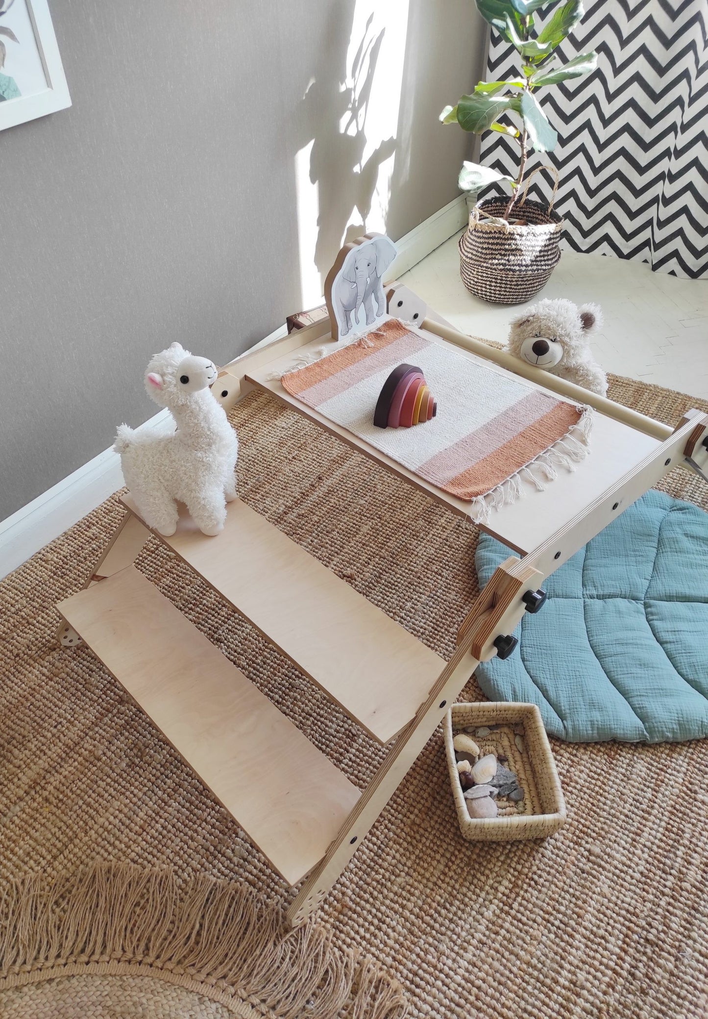 Montessori Klätterset / Bord & Hylla / Ritbräda - 3-i-1 Set