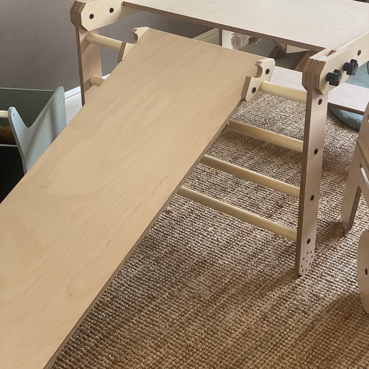 Montessori Klätterset / Bord & Hylla / Ritbräda - 3-i-1 Set