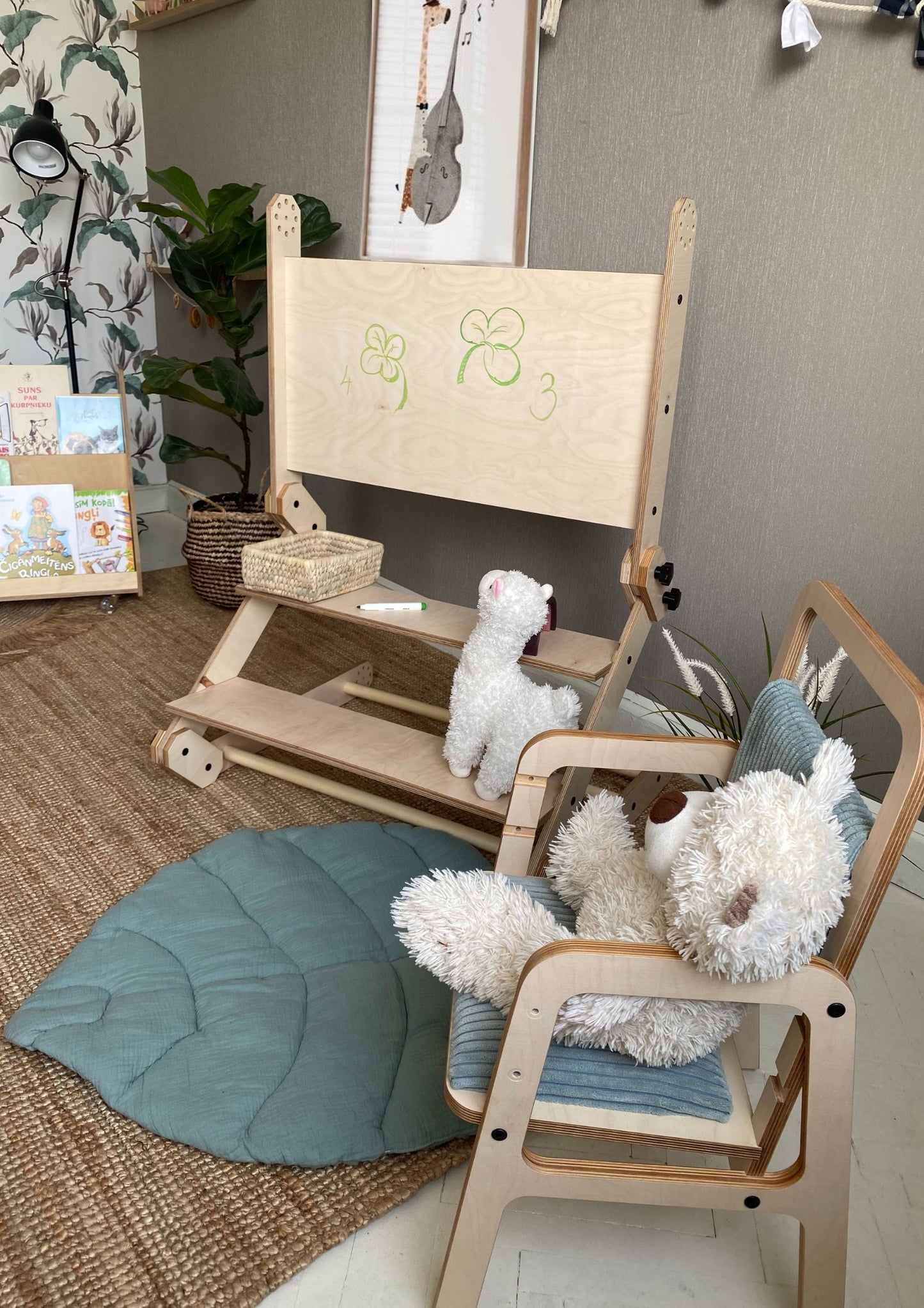 Montessori Klätterset / Bord & Hylla / Ritbräda - 3-i-1 Set