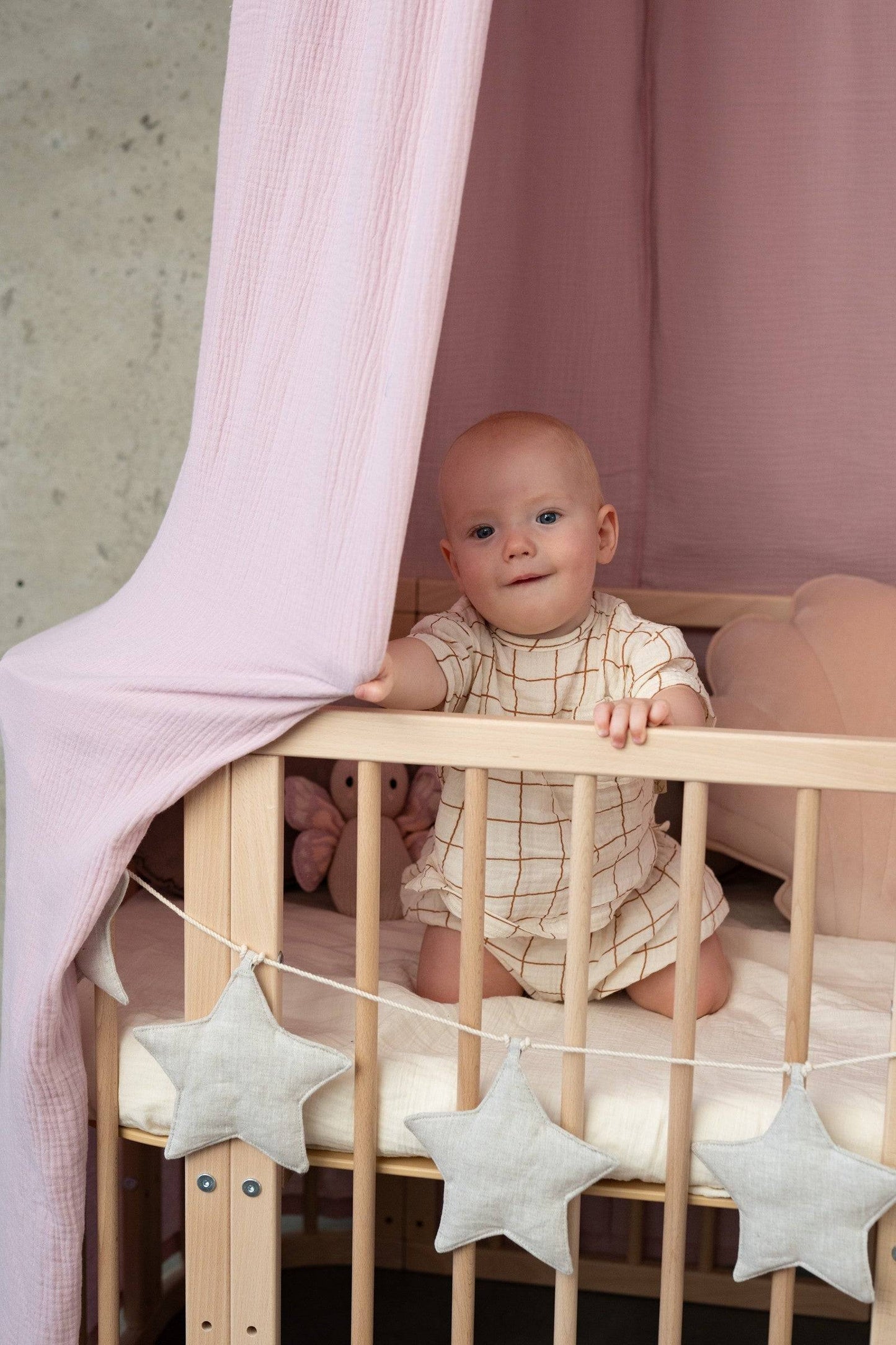 Ekologisk Handgjord Sänghimmel Rosa Bomull