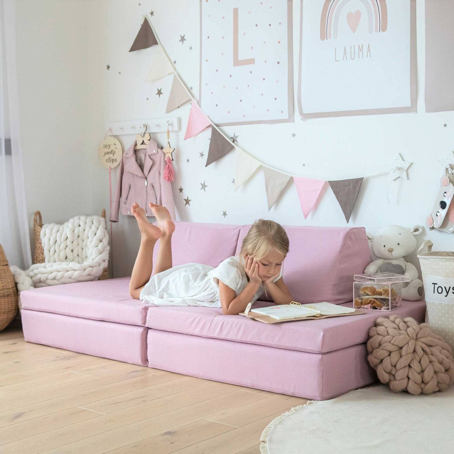 Montessori Rosa Block Barnsoffa / Leksoffa - Från 1 - 16 år