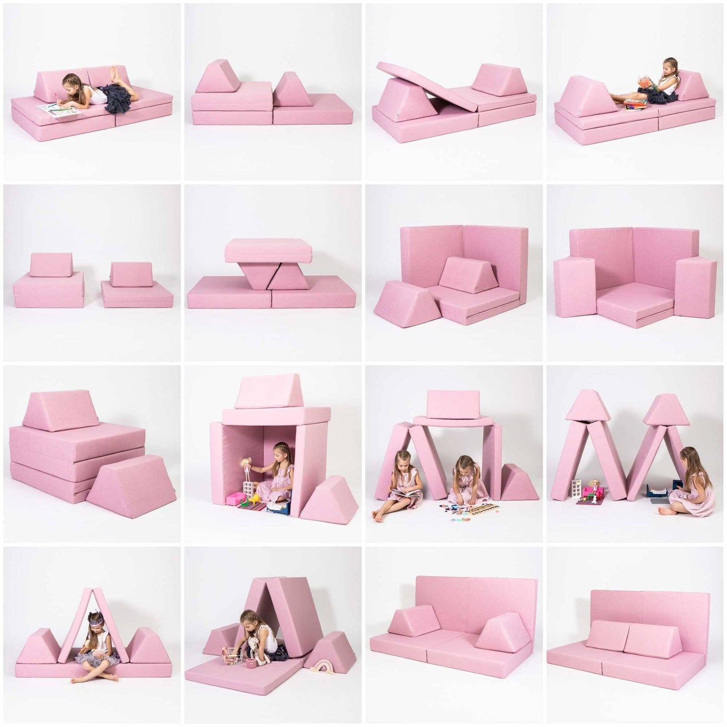 Montessori Rosa Block Barnsoffa / Leksoffa - Från 1 - 16 år