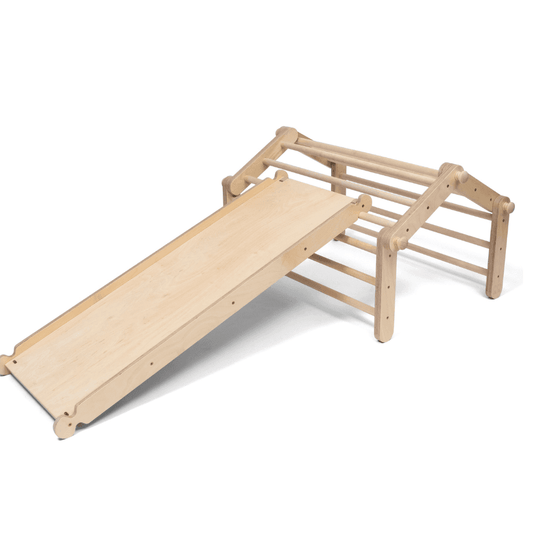 Montessori Flexibel Klätterställning i Trä med Rutschkana - 4 Delar