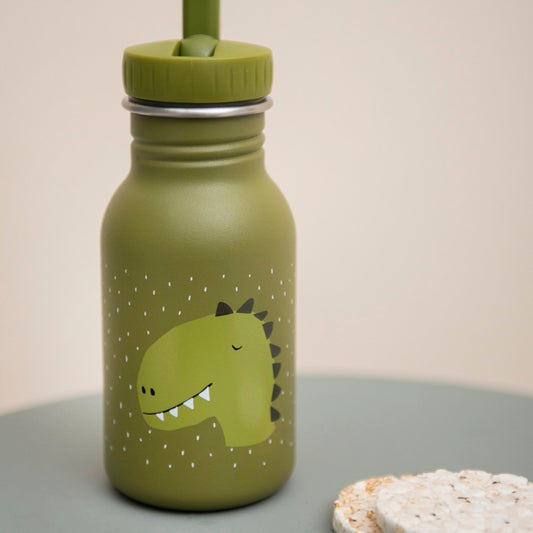 Rostfri Grön Vattenflaska i Stål - 350 ml - Herr Dino