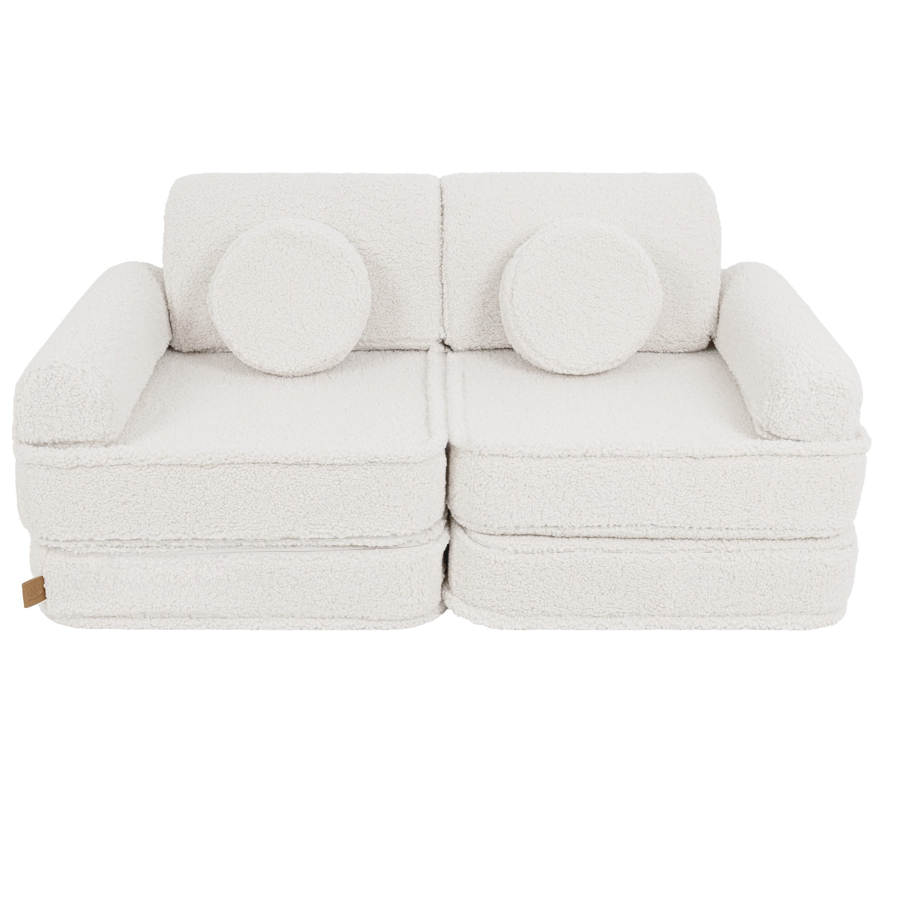 Fluffig Teddy Block Barnsoffa Med Kuddar - Off-White