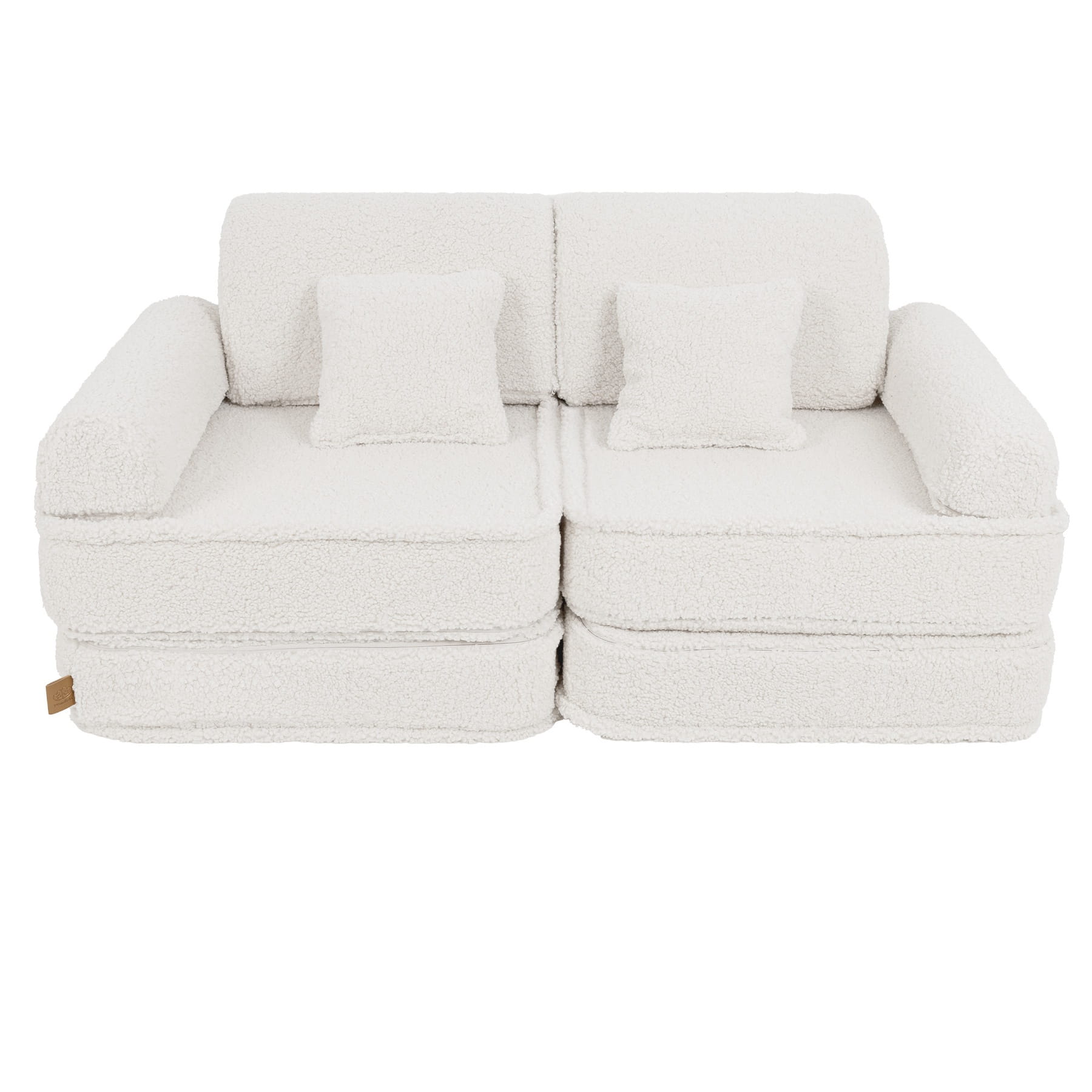 Fluffig Teddy Block Barnsoffa Med Kuddar - Off-White