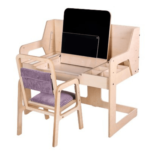 Justerbart Montessori Stol & Skrivbord Set i Trä för Barn 3-12 år - Mauve Rosa