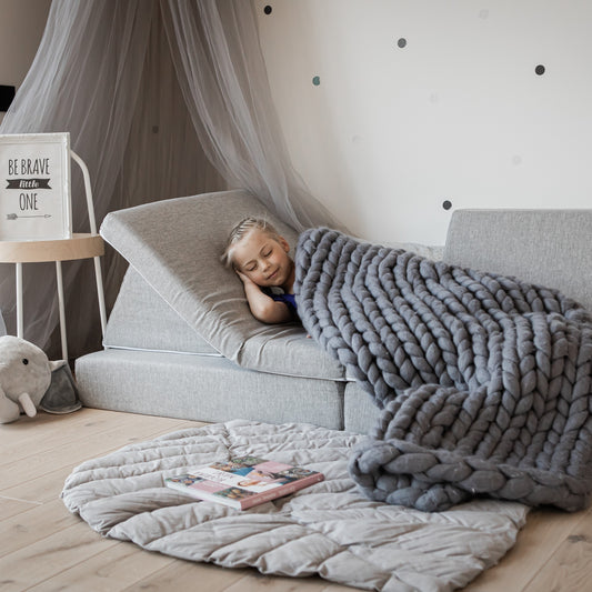 Montessori Grå Block Barnsoffa / Leksoffa - Från 1 - 16 år