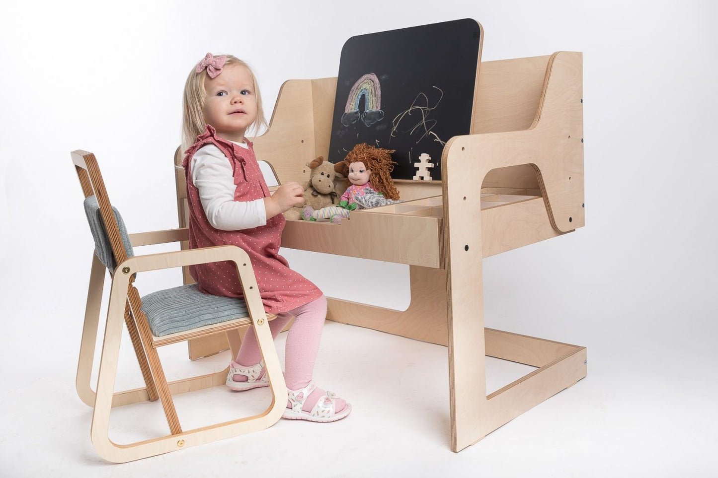 Justerbar Ergonomisk Stol i Trä för Barn - Mintgrön- Liten Julle