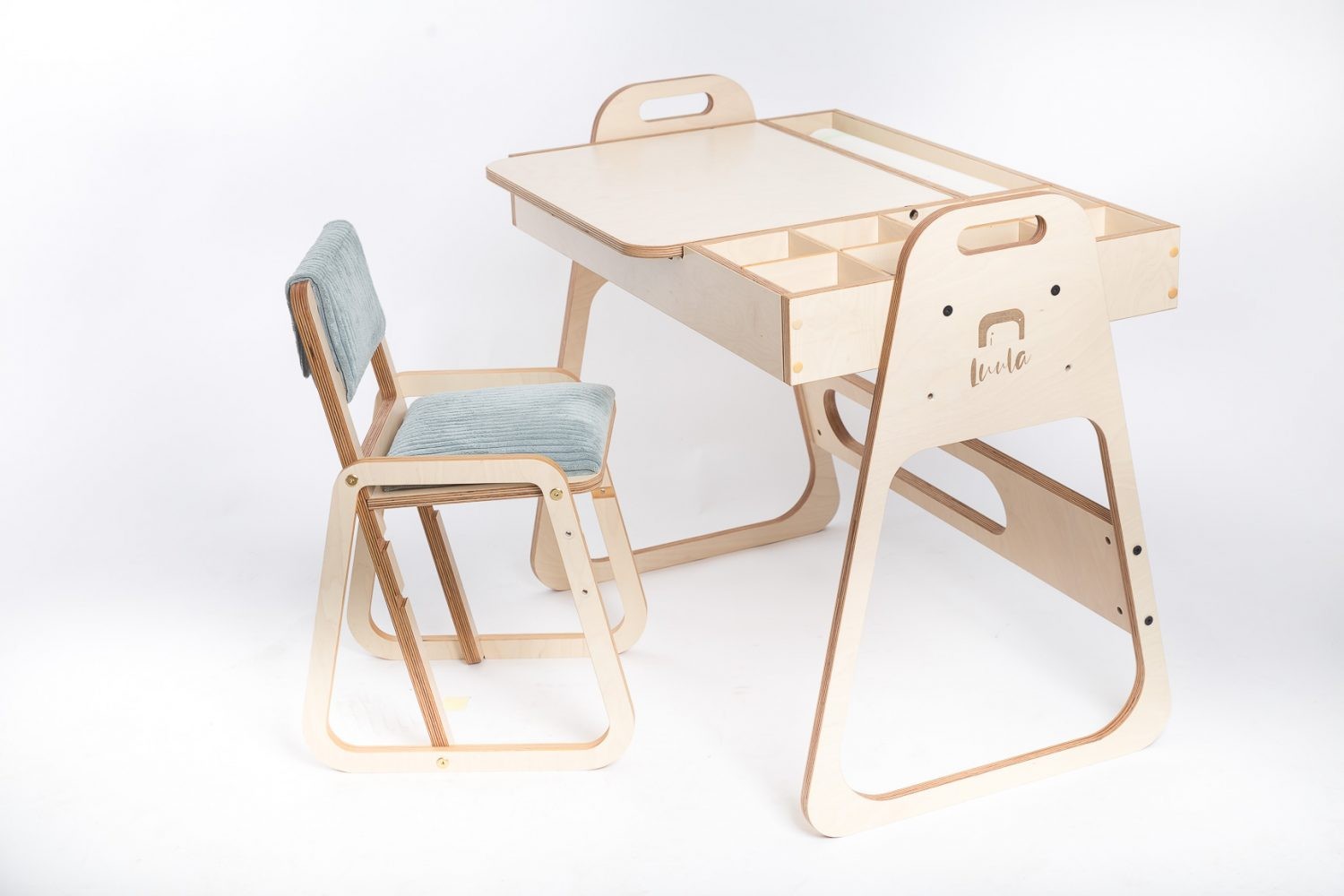 Justerbar Ergonomisk Stol i Trä för Barn - Mintgrön- Liten Julle