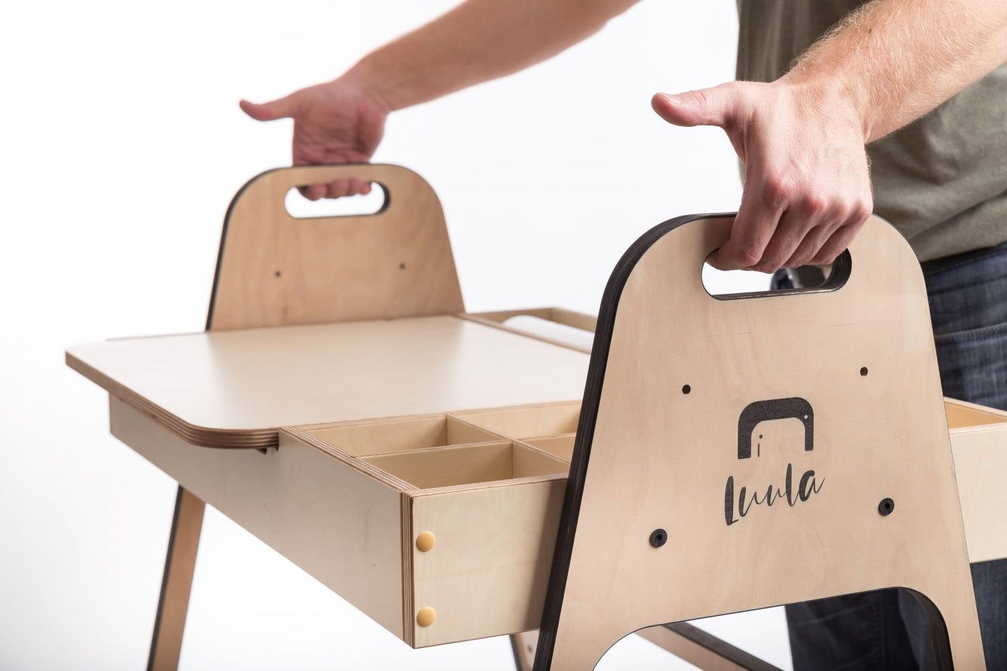 Justerbar Montessori Stol & Skrivbord Set i Trä för Barn - Mintgrön - Julle