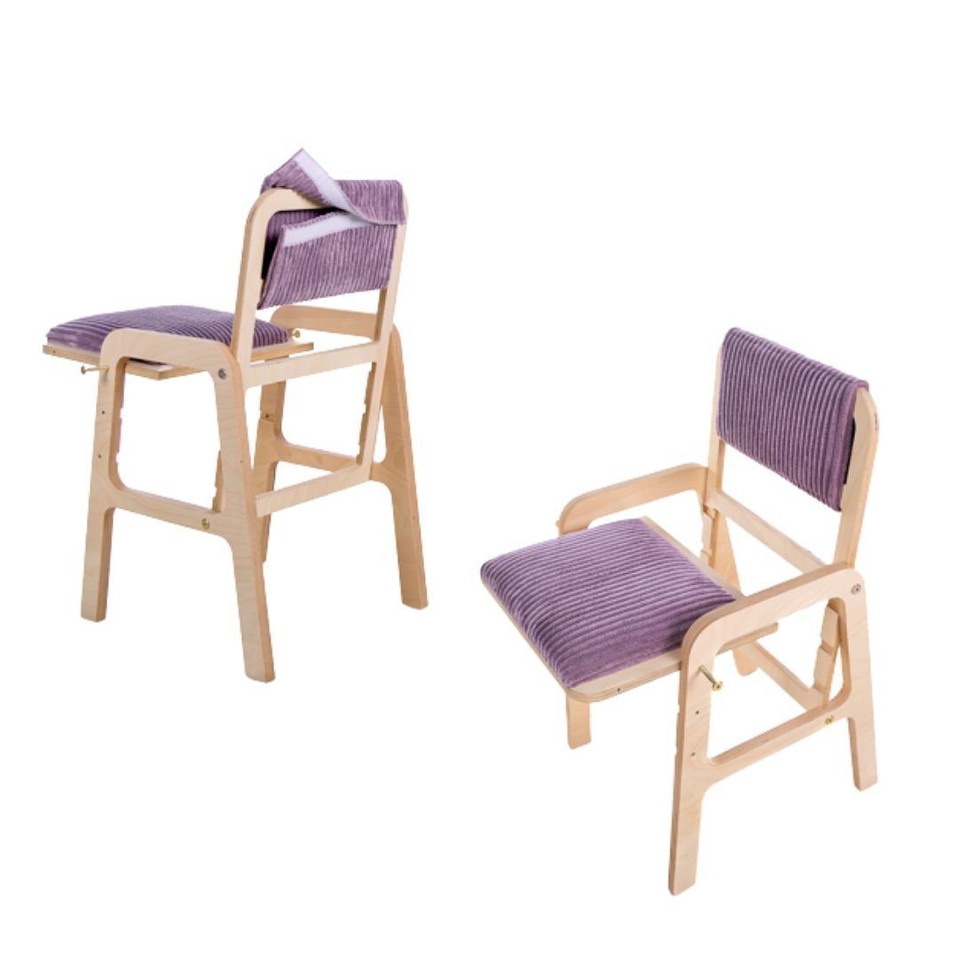 Justerbart Montessori Stol & Skrivbord Set i Trä för Barn 3-12 år - Mauve Rosa