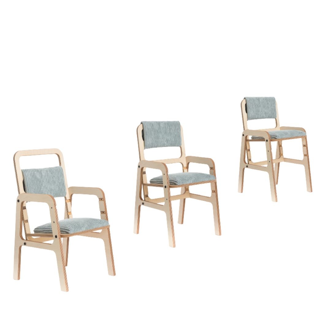 Justerbart Montessori Stol & Skrivbord Set i Trä för Barn 3-12 år - Mintgrön