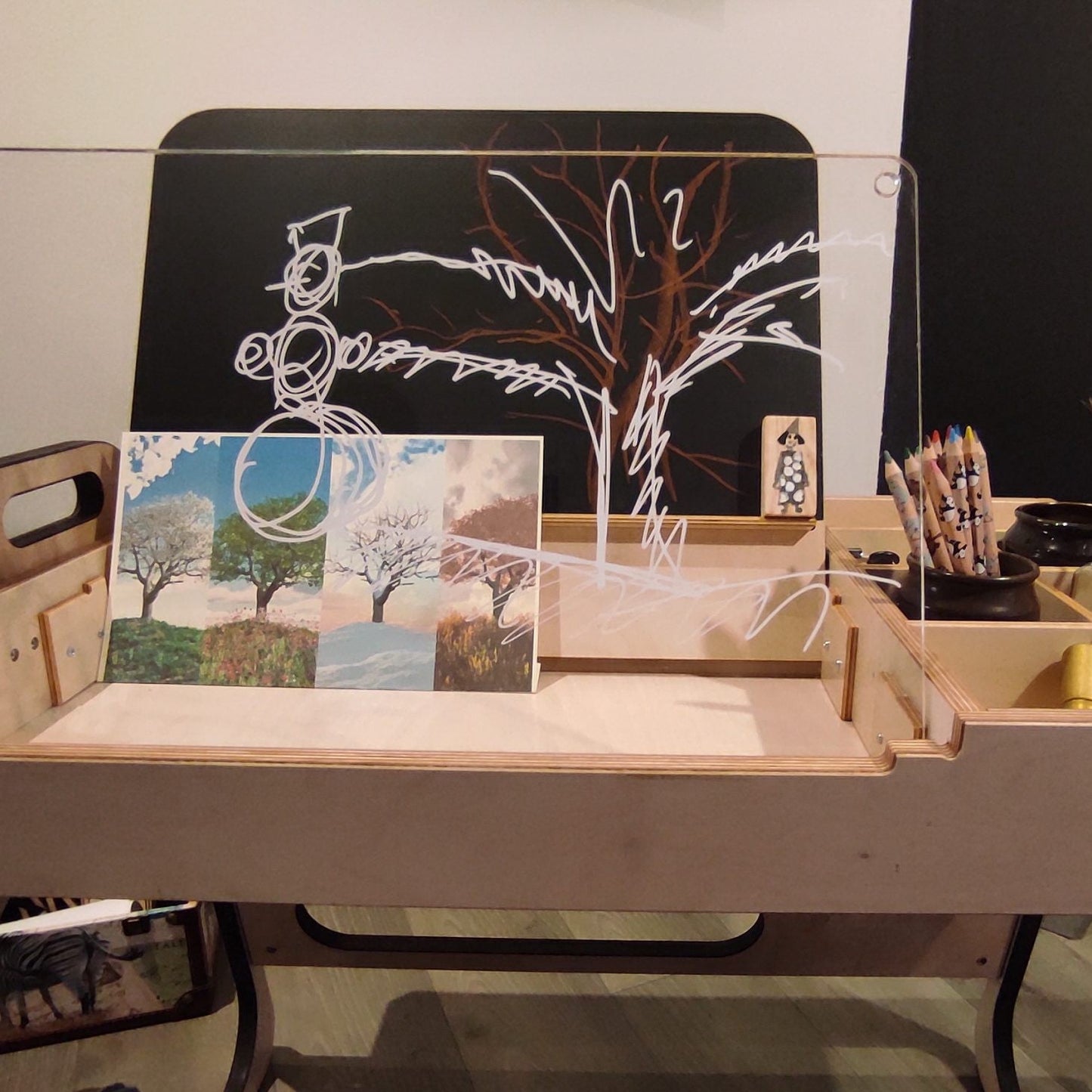 Justerbart Montessori Stol & Skrivbord Set i Trä för Barn 3-12 år - Mintgrön