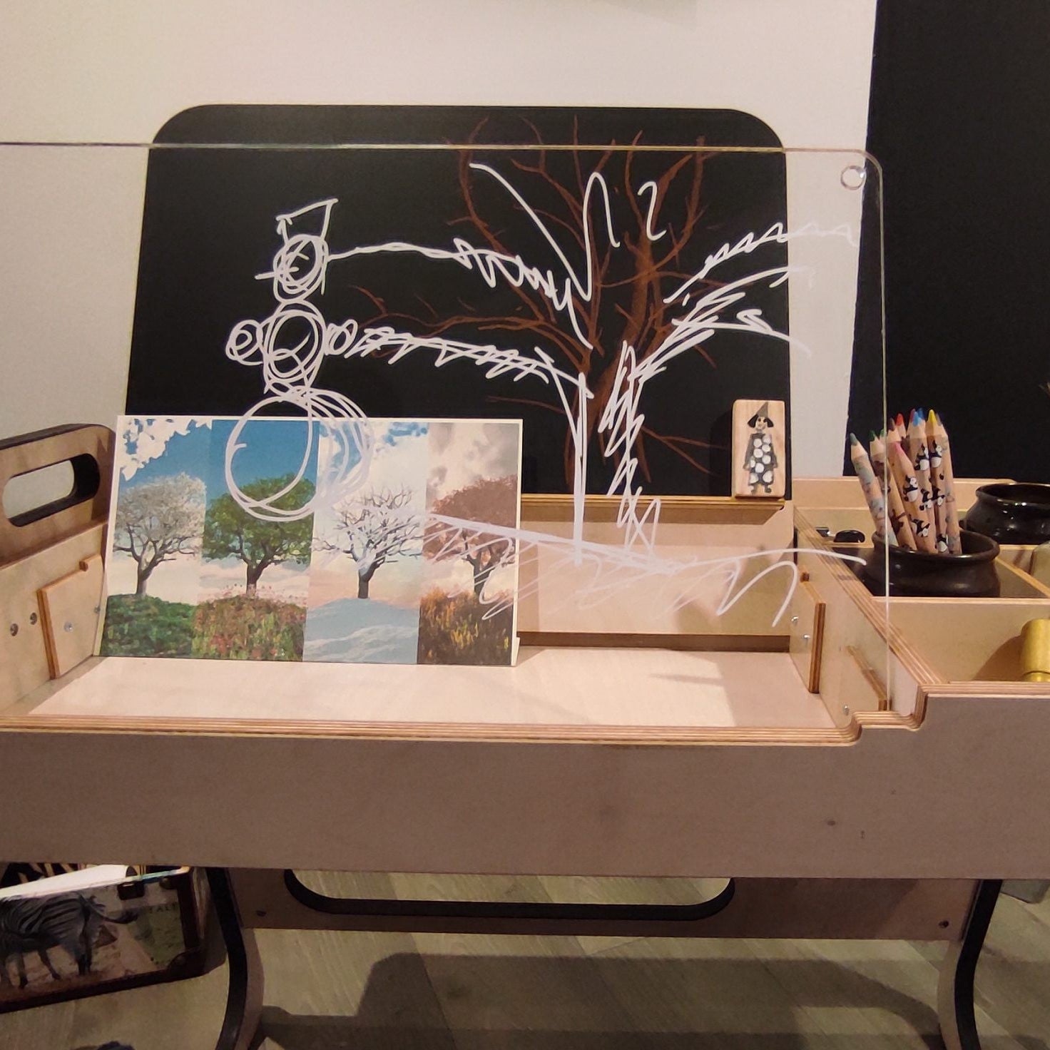 Justerbart Montessori Stol & Skrivbord Set i Trä för Barn 3-12 år - Mintgrön