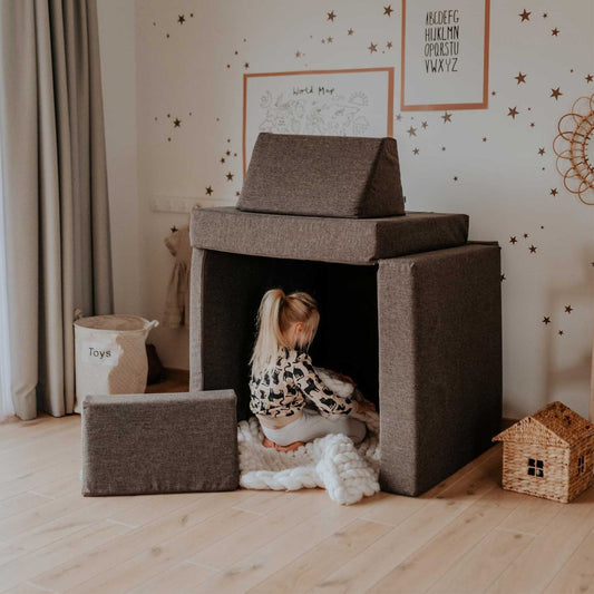 Montessori Brun Block Barnsoffa / Leksoffa - Från 1 - 16 år