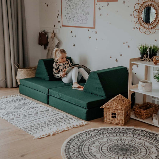 Montessori Grön Block Barnsoffa / Leksoffa - Från 1 - 16 år
