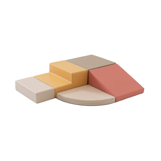 Stora Skum Byggklossar (5 olika delar) - Rosa, Gul & Beige Eko-Läder