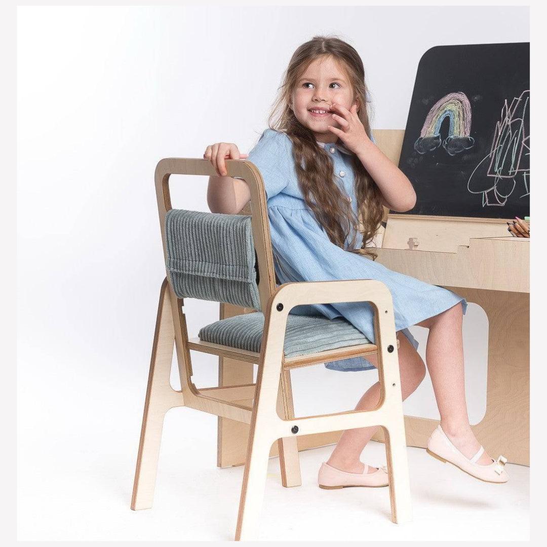Justerbar Ergonomisk Stol i Trä för Barn - Mintgrön - Medium