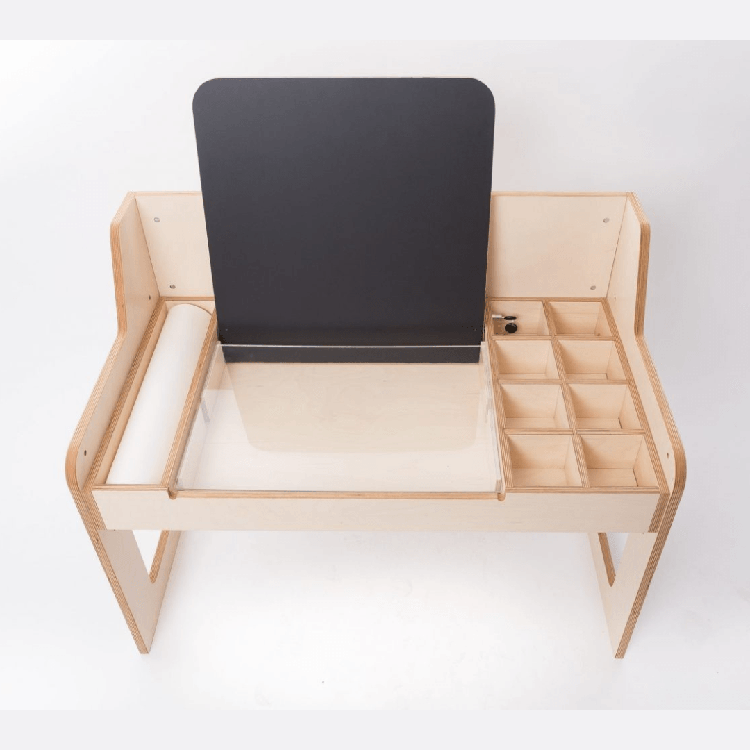 Justerbart Montessori Stol & Skrivbord Set i Trä för Barn 3-12 år - Mintgrön