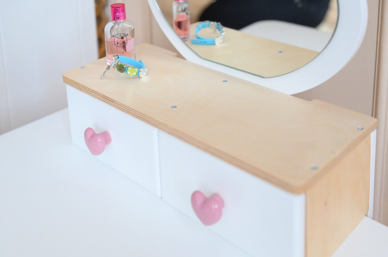 Sminkbord för Barn med Tulpan Spegel & Kaninstol