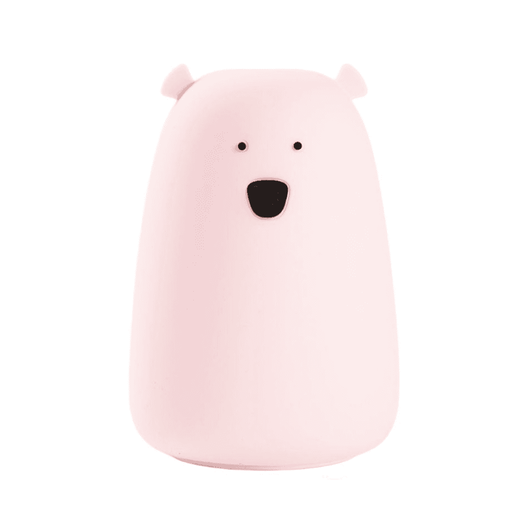 Stor Björn Silikon Nattlampa - Rosa