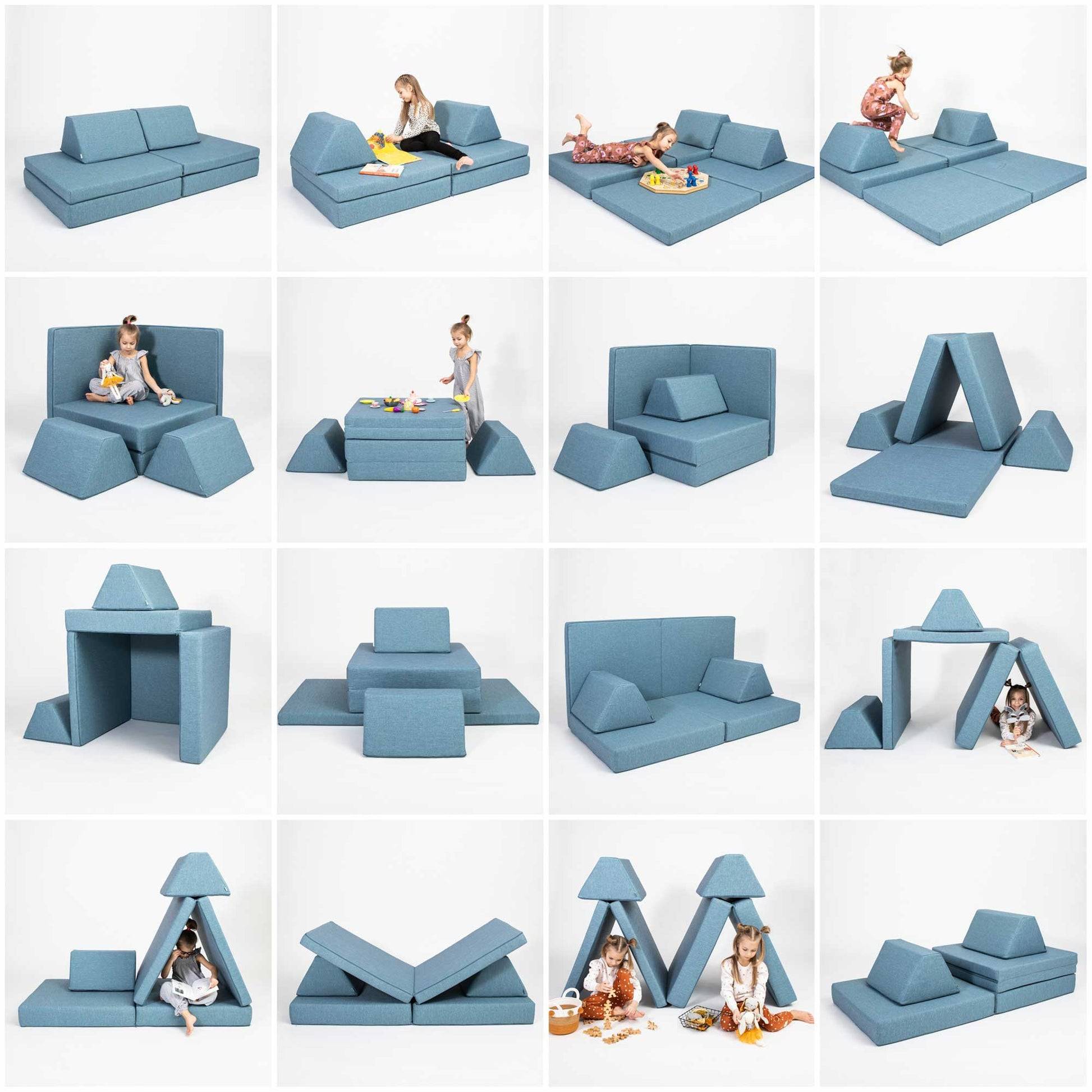 Montessori Turkos Block Barnsoffa / Leksoffa - Från 1 - 16 år
